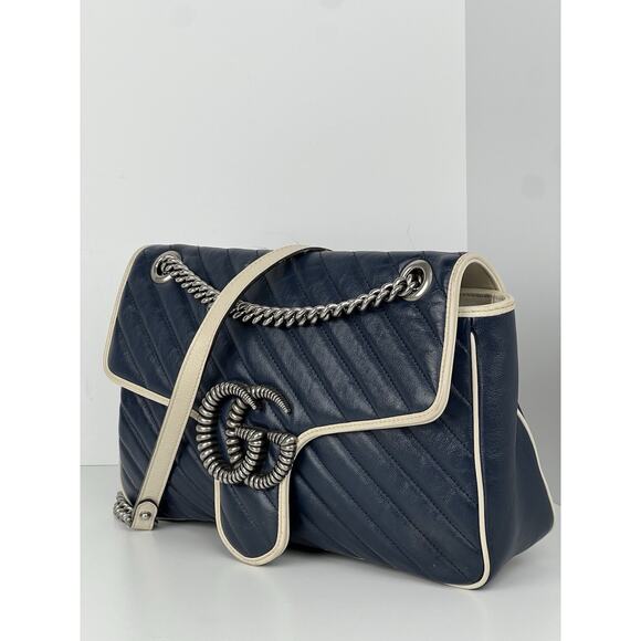 GUCCI Vintage Effect Calfskin Matelasse Medium Torchon Marmont Shoulder Bag - Picture 1 of 16